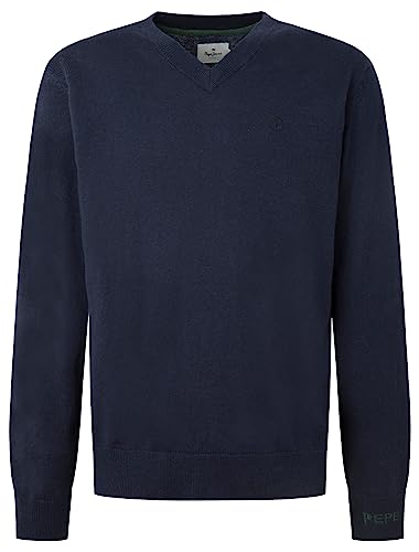 Pepe Jeans Andre V Neck sweter męski, niebieski (Dulwich), S