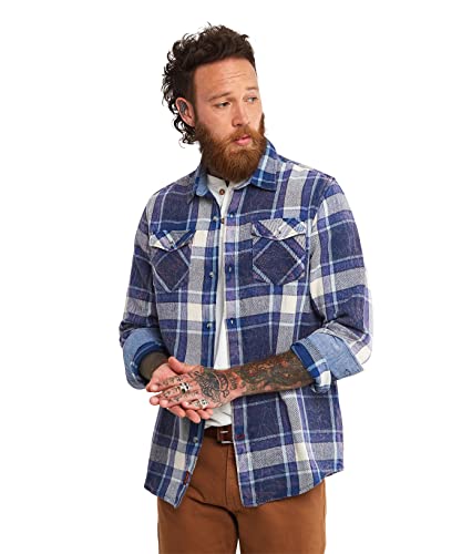 Joe Browns Męska koszula w kratkę Light Acid Wash, NIEBIESKI, M