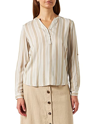 KAFFE Damska bluzka z długim rękawem Regular fit Kahana Bluzka, Chalk/Feather Grey Stripe, 32