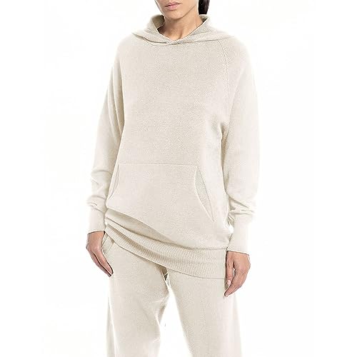 Replay Damska bluza z kapturem, kość słoniowa (Butter 002), S, Masło 002, S