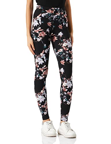 Urban Classics Damskie spodnie Soft AOP Legginsy, spodnie do jogi, przylegające do skóry, dostępne w ponad 10 wariantach kolorystycznych, rozmiary XS - 5XL, Czarny kwiat, S