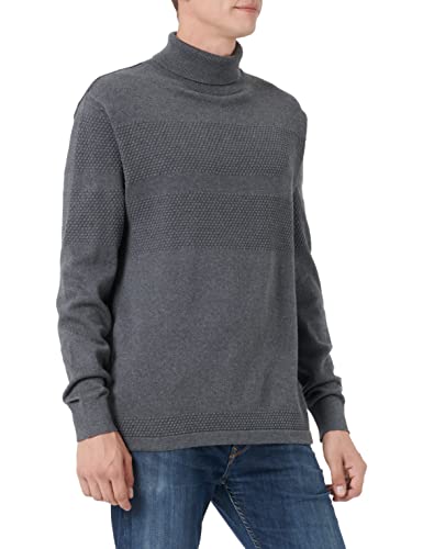 SELECTED HOMME SLHMAINE LS Knit ROLL Noos sweter męski, ciemnoszary, melanż, M, ciemnoszary melanż, M