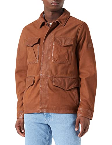 camel active Męska kurtka 431290/1L20 Leather Blouson, koniak, 60, koniak