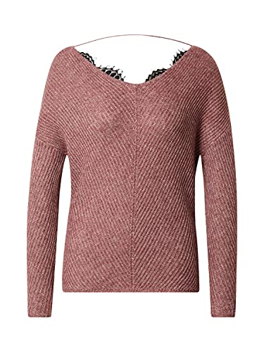 VERO MODA Sweter damski, Rose Brown/Szczegóły: melange W. Black Lace, XL