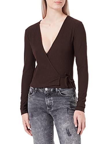 ONLY Damska koszulka z długim rękawem Onlemma L/S Tie Wrap Top Noos, Black Coffee, S