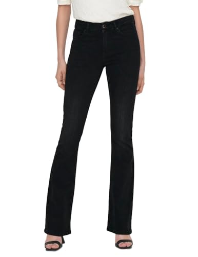 ONLY Damskie spodnie jeansowe ONLBLUSH MID Flared DNM TAI1099 NOOS ze stretchem, Washed Black, S/32, Washed Black, S x 32L