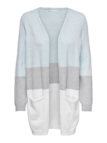 Only Kobiety Onlqueen L/S Long Cardigan Knt Noos Kardigan, Szary/Niebieski, L