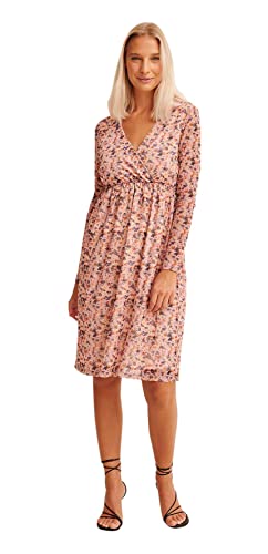 NA-KD Sukienka damska z recyklingu, luźna, z siateczki, wzór w kwiaty, 38