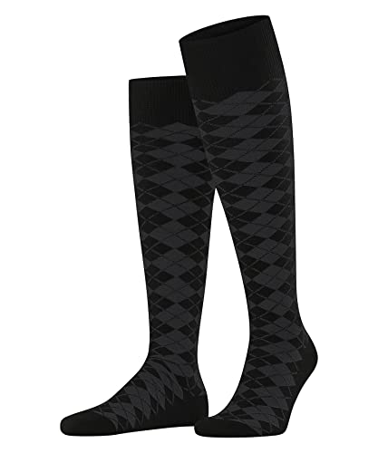 Burlington Mężczyźni Podkolanówki Leyton M KH Wełna długie z wzorem 1 Para, Czarny (Black 3000), 40-46
