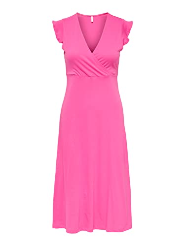 ONLY ONLMAY S/L WRAP Dress Box JRS sukienka midi, Shocking Pink, XS, Shocking Pink, XS