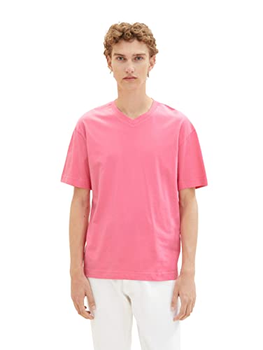 TOM TAILOR Denim Męski t-shirt z dekoltem w serek, 31645 - Summertime Pink, M