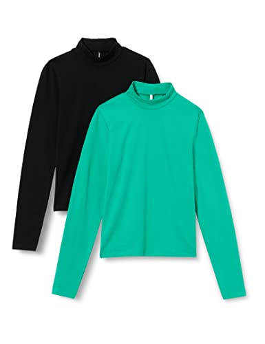 ONLY Koszulka damska ONLCAROLA L/S Rollneck TOP CS JRS z długim rękawem, czarna/opakowanie: Simple Green, M, czarny/opakowanie: prosty zielony, M