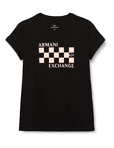 Armani Exchange Koszulka damska Cotton Jersey Crew Neck Racing Fitted Tee T-Shirt, czarny, S