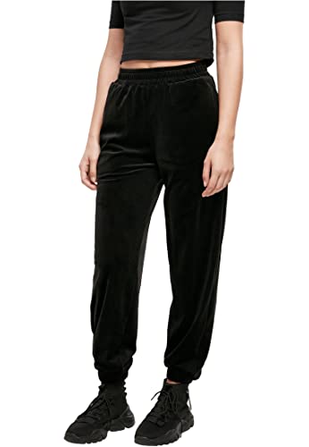 Urban Classics Damskie spodnie damskie, z wysokim stanem, z aksamitu, czarne, L