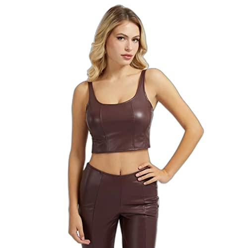 Guess Sl Sabellla PU Top damski, brązowy, M