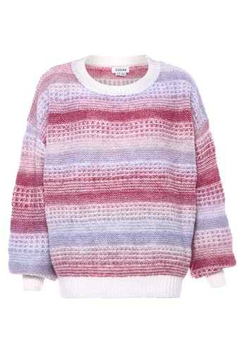 Sidona Damski sweter z dzianiny w paski z gradientem kolorów nylon fioletowy wielokolorowy rozmiar M/L, Fioletowy Wielokolorowy, M
