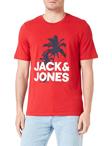 JACK & JONES Jcowavy Tee SS Crew Neck FST T-shirt męski, POMPEIAN RED, XXL