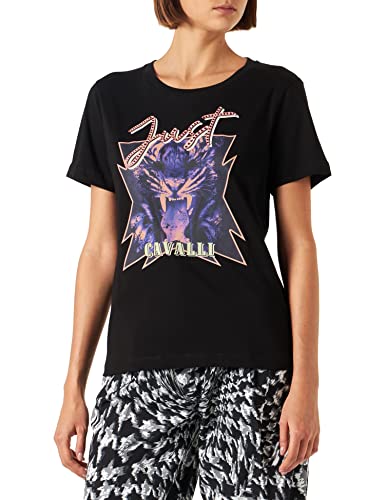 Just Cavalli T-shirt damski, czarny, rozmiar S (DE)