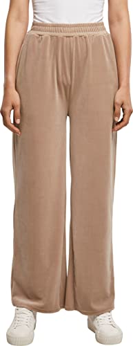 Urban Classics Damskie spodnie dresowe z wysokim stanem, proste Velvet, Softtaupe, M