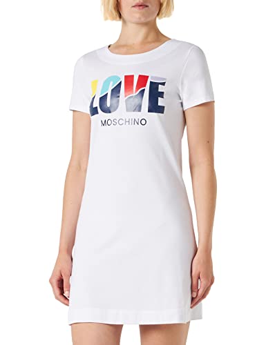 Love Moschino Damska sukienka z krótkim rękawem, kolor biały (Optical White), rozmiar 44 (DE), optical white, 44