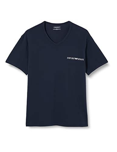 Emporio Armani Underwear Męski pasek z logo V-Neck Core 2-pak, granatowy/dżinsowy, S, Granatowy/Denim, S