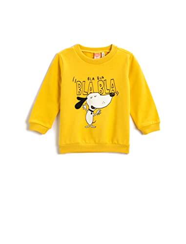 Koton Printed Sweatshirt Cotton Crew Neck Bluza Dzieci Niemowlęta, Żółty (170), 9/12 meses