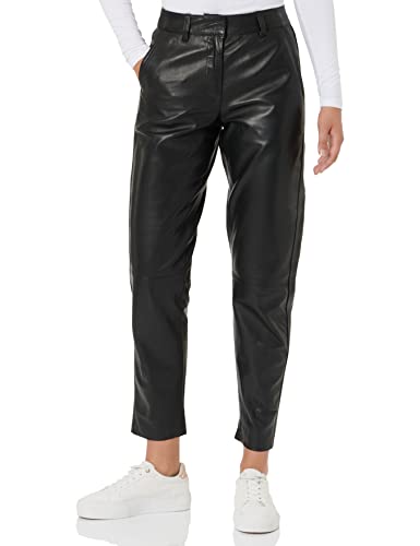 SELECTED FEMME Damskie spodnie skórzane Tapered, czarny, 42