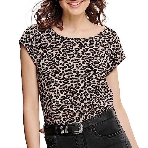 ONLY Onlvic Ss Aop Top Noos Ptm Koszulka Kobiety, Czarny/Biały, 34