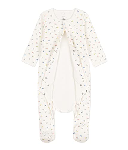 Petit Bateau Bodyjama Bawełna Kwiaty 6 miesięcy, Biały Marshmallow/Multico, 6 miesi?cy