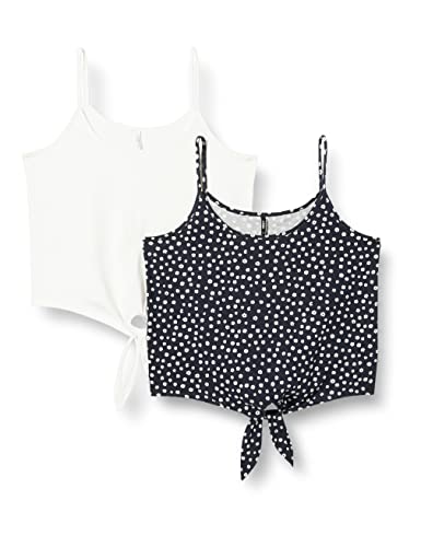ONLMAY S/L REG Short Knot Top JRS 2PK, Cloud Dancer/Pack: Night Sky Lea Flower, S