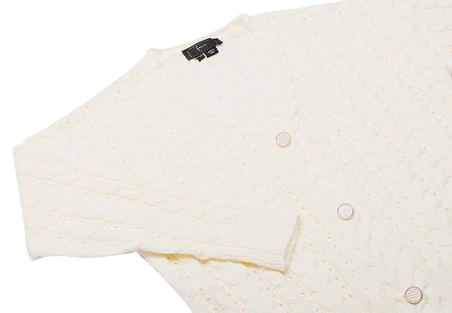 top faina Damska kurtka z dzianiny z lnu z dekoltem w serek Wełna biała, rozmiar XS/S, biały (wollweiss), XL