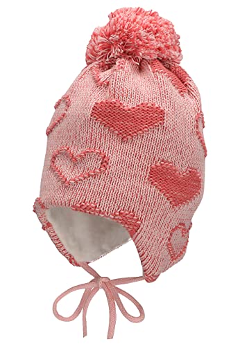 Sterntaler Dziewczęca GOTS czapka z pomponem w kształcie serca, różowa, 45