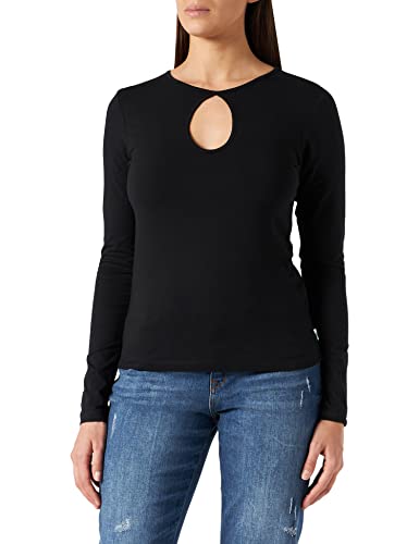 Urban Classics Damska koszulka z długim rękawem Organic Keyhole, czarny, 5XL