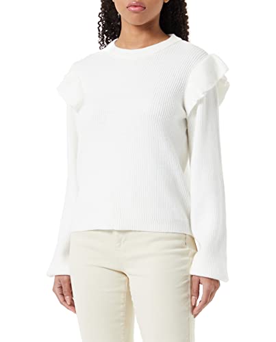 Vila Damski sweter Viril O-Neck Flounce Knit Top Noos, White Alyssum, XL