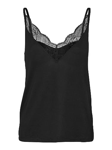 VERO MODA Women's VMSELLA Singlet JRS GA BTQ Top, Black, XS, czarny, XS