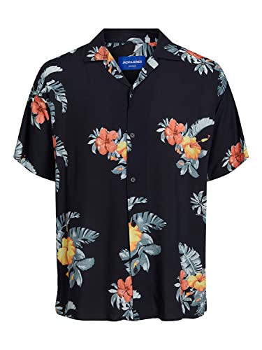 JACK & JONES PLUS Męska koszula Jorluke Flores Resort Shirt Ss Pls, Taśmy Shoe/Aop:/Floral, 5XL