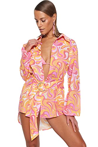 Trendyol Damska koszula o regularnym kroju z kołnierzykiem, bardzo kolorowa, 36, Bardzo kolorowy, 62