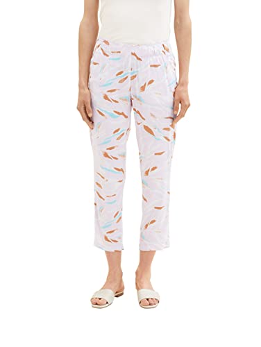 TOM TAILOR Damskie spodnie materiałowe o luźnym kroju, 31762 - Lilac Abstract Leaf Design, 34W / 28L