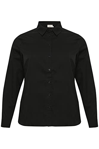 Kaffe Curve Plus Size Damska koszula Button Up Regular Fit Długie rękawy, Głęboka czerń