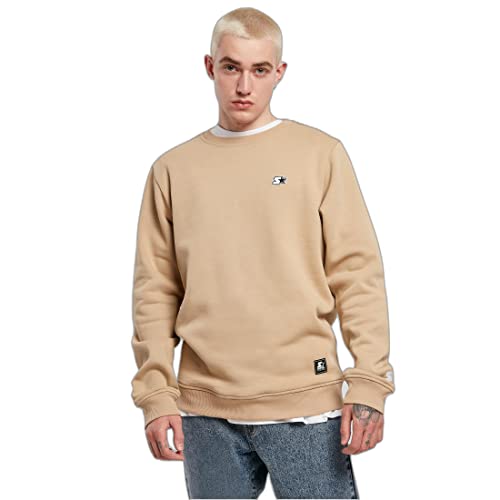 STARTER BLACK LABEL Męska bluza Essential Crewneck sweter z wyszywanym logo, okrągły dekolt z wysokiej jakości logo, rozmiary S do XXL, beżowy unionowy, XL
