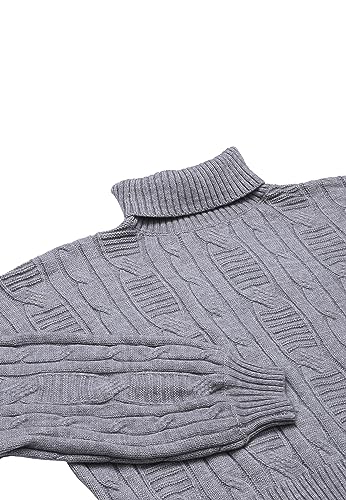 Aleva Damski top z dzianiny w stylu vintage, z golfem, akryl, jasnoszary, melanż, rozmiar XS/S, jasnoszary melanż, XS