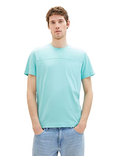TOM TAILOR Koszulka męska 1036420, 32036-Aqua Streaky Melange, M, 32036 - Aqua Streaky Melange, M