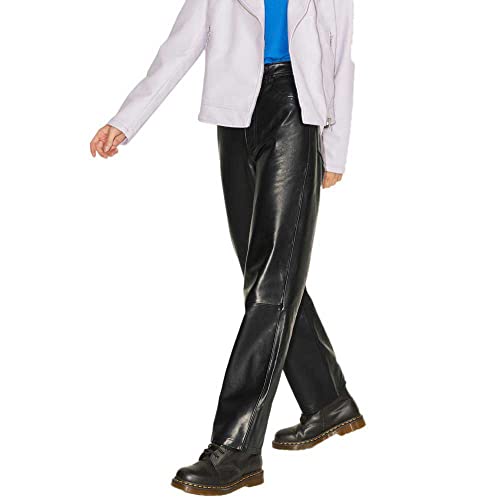 JJXX Damskie spodnie Jxgrace Straight Hw Leather Noos Pants, czarny, S