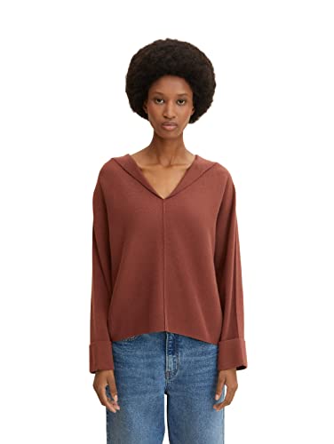 TOM TAILOR Damski Sweter z dzianiny z kapturem 1032625, 30041 - Grounded Brown, XXS