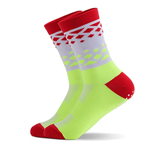 Clotth Skarpety rowerowe dla mężczyzn i kobiet, kolorowe, antypoślizgowe skarpety do wędrówek, wspinaczki, fluorescencji, M (35-39), Fluorescent, Medium
