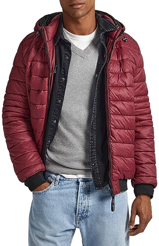 Pepe Jeans Kurtka męska Billy Puffer, Czerwony (bordowy), L