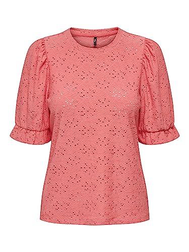 Bestseller A/S ONLSMILLA S/S Puff JRS Top, Tea Rose, L, Ró?owy herbaciany, L