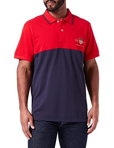 GANT Męska koszula polo D1. Archive Shield Block SS Rugger, Bright RED, S