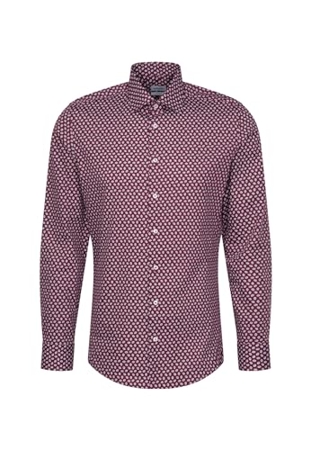 Seidensticker Męska koszula biznesowa - Shaped Fit - łatwa do prasowania - kołnierz Kent - długi rękaw - 100% bawełna, ciemnoczerwony, 40