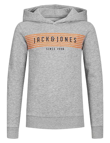 JACK&JONES JUNIOR Chłopięca bluza z kapturem Jcoplanet Sweat Hood FST Jnr, jasnoszary melanżowy, 128